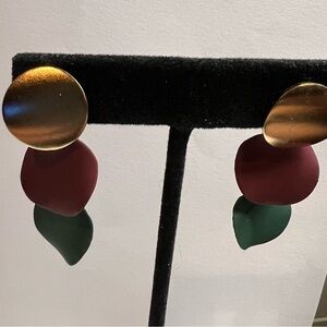 Macy's Gold, Red, and Green Statement Pierced Earrings
